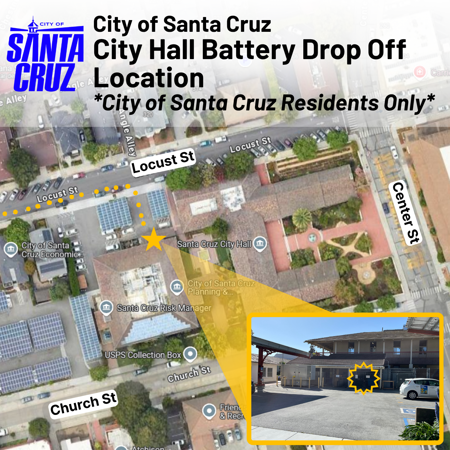 City Hall Battery Drop Off Location Map